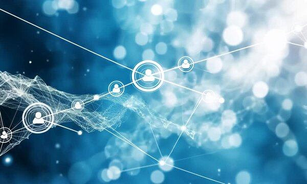 Digital network web bokeh background