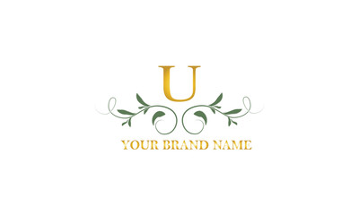 Logo design for hotel, restaurant and other business. Luxury badge with letter U.