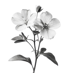 Soapwort wild flower in black and white color on transparent background