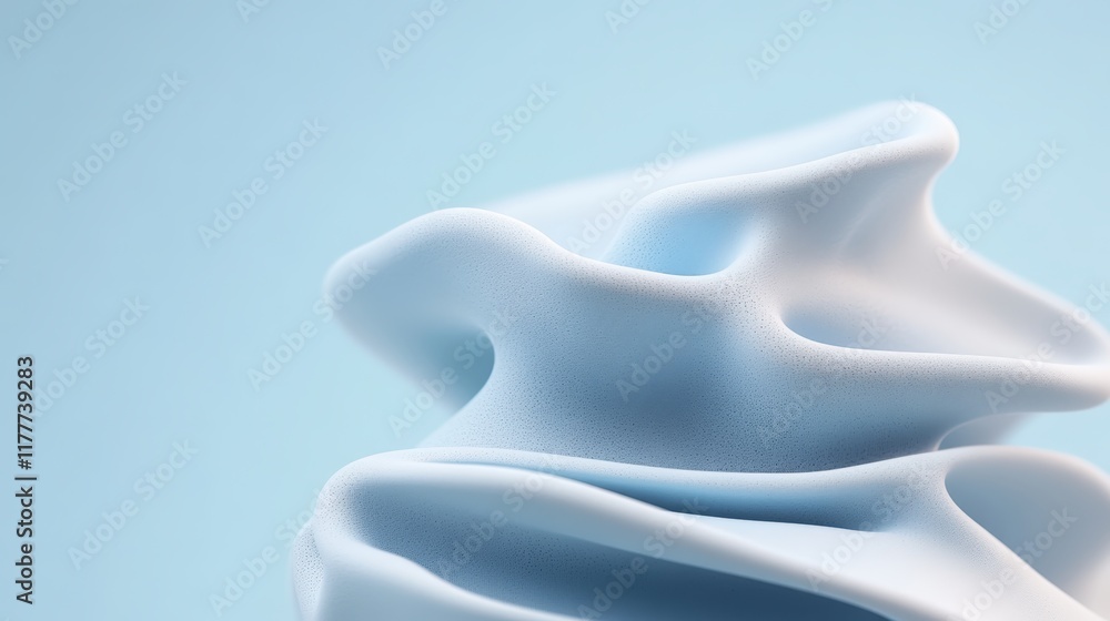 Poster abstract blue form presents dynamic shapes against a soft background for artistic exploration