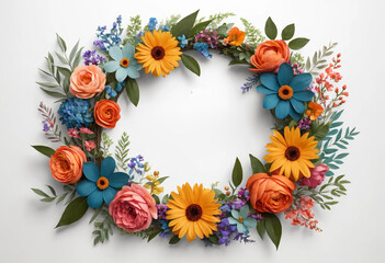 Obraz premium floral wreath frame in white background