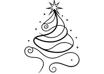 Abstract Christmas Tree with Minimalist Design &ndash; Swirling Holiday Artwork