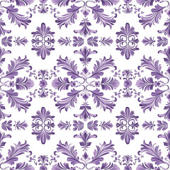 Botanical foliage seamless patterns in purple decorative textile design modern decor artistic environment aesthetic viewpoint