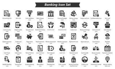 Banking Black Icon Set