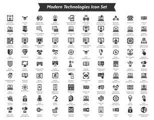 Modern Technologies Black Icon Set