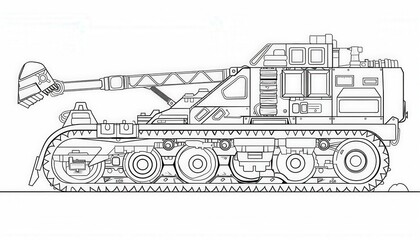 A tracked vehicle with a crane arm and claw attachment. Ideal for construction or remote terrain exploration and material handling.