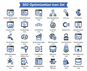 Seo Optimization Blue Icon Set