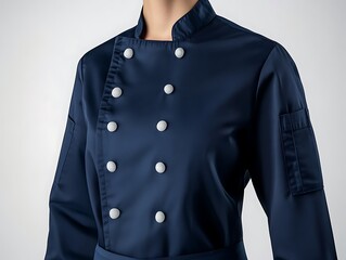 Navy blue chef uniform mockup with clear outfit design, ideal for kitchen mockup sets