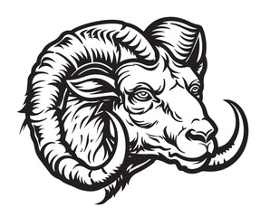 Aries ram sketch hand drawn in doodle style Horoscope illustration
