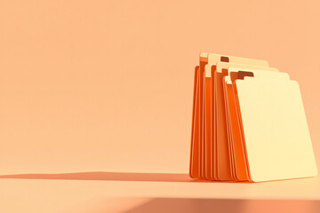 a single orange folder standing upright on a clean orange surface