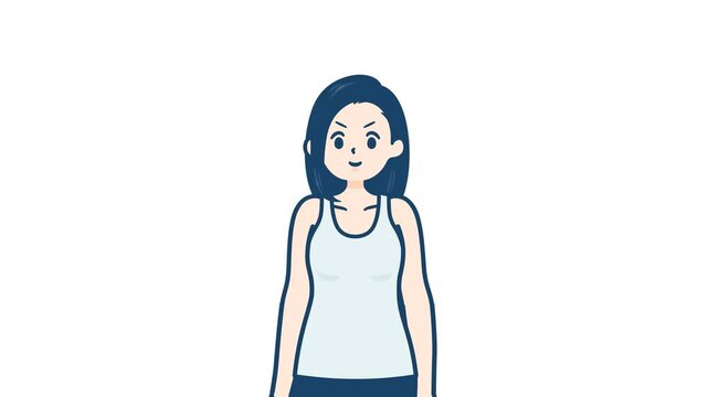 Tank top woman_Salute serious expression_with alpha channel