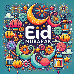 Fototapeta premium Eid Mubarak vector, muslim holiday