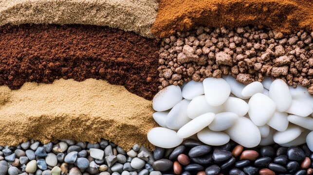 Colorful Display of Various Ground Spices, Grains, and Textures