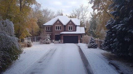 A heated driveway system in action, melting snow as it falls, leaving a clean, dry surface free from ice.