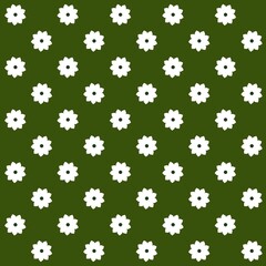Floral pattern with white flowers on green background for textile, wallpaper, and decor. Illustration