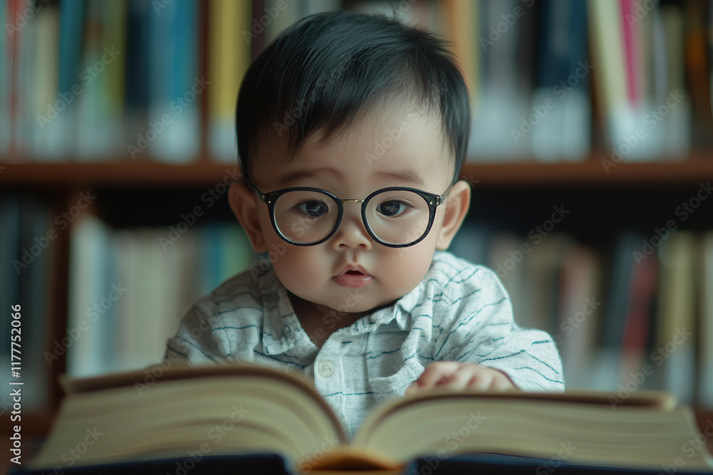 Poster atmospheric large library with many books made generative ai