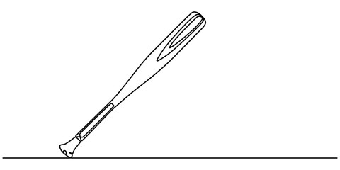 continuous line baseball bat.single line vector baseball bat.icon of baseball bat drawn one line vector.isolated white background, Baseball bat one line art. Continuous line drawing of wooden, pitcher