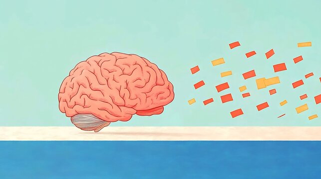 Vibrant Illustration: Brain Power Exploding with Ideas on a Calm Background. AI Generated