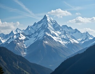 Nature and Landscapes Majestic mountain range with snow peaks