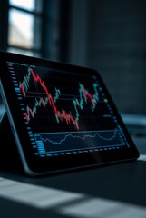 Close-Up of Financial Chart on Tablet Displaying Stock Market Trends