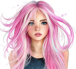 Fototapeta premium Soft Light Pink Watercolor Wash Clipart on White Background – Elegant Design with Defined Edges for Creative Projects, Digital Artwork, and High-Resolution Visual Elements