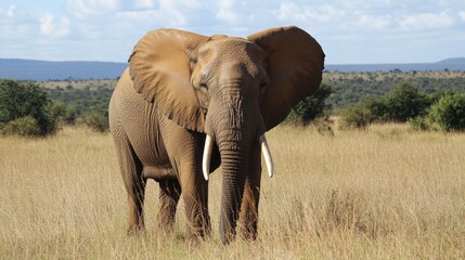 Majestic African Elephant in Savannah © Muhamad