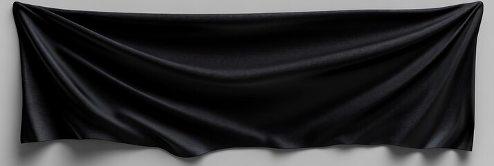 Rich Black Fabric Banner with Seamless Minimalistic Stretch Design Solid color blank fabric .