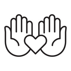 Charity and donation thin line icon.  Icon for symbol of philanthropy, help, giving, humanity.