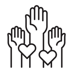 Charity and donation thin line icon.  Icon for symbol of philanthropy, help, giving, humanity.