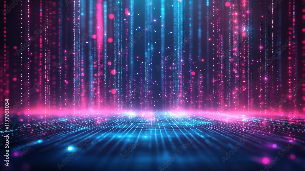 Aufkleber an abstract technology background featuring a vibrant array of colored optical fibers, creating a vi