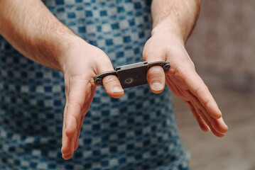Fototapeta premium fingercuffs, element of magician show, close-up view