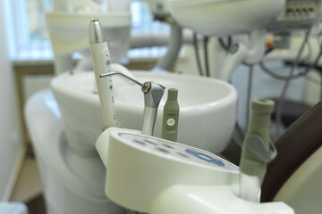 Advanced dental equipment arranged in a modern clinic for patient care