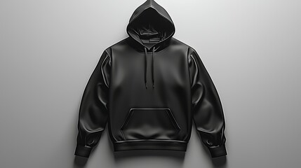 Black hoodie mockup, studio shot, plain background, apparel design.