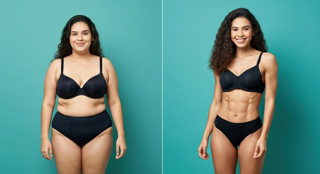 Transformation journey of diverse young women embracing body positivity