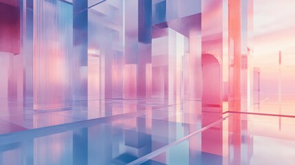 Abstract Pastel Architecture  Geometric Glass Structure