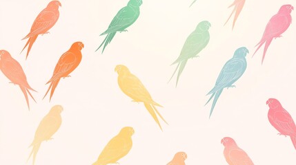 Colorful parrots pattern creating a vibrant design on white background