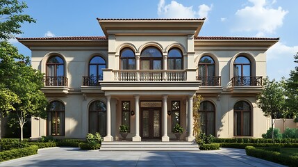 Obraz premium Charming Front Exterior of a Classic American Style Home in Detail