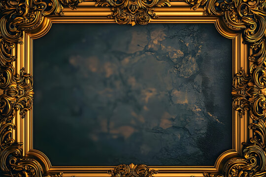 A rich golden picture frame border, isolated with fine detailing, perfect for displaying treasured moments or artwork, radiating luxury and high-end craftsmanship.