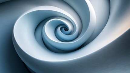 Abstract swirling blue and white sculptural form