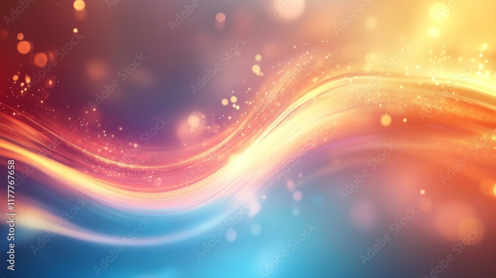 Poster abstract colorful wave background with glowing particles