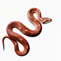 Fototapeta premium Red snake curves elegantly against white background.