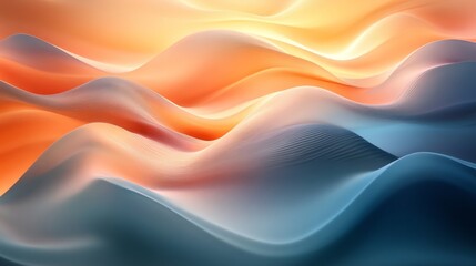 Fototapeta premium Abstract Orange and Blue Wavy Landscape Design