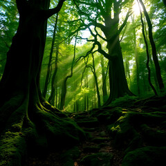 "Sunlit Grove: A Forest of Timeless Beauty"