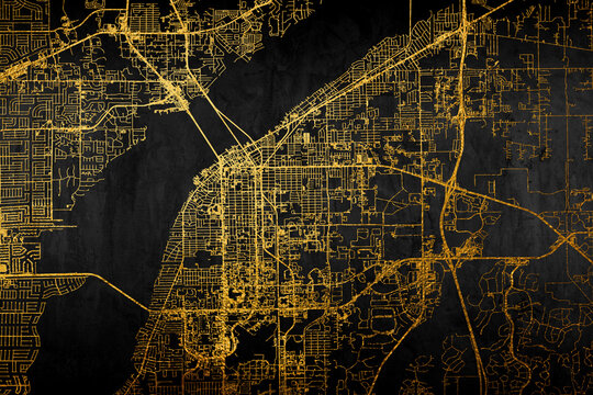 The city of Fort Myers in Florida is pinned on the golden map.