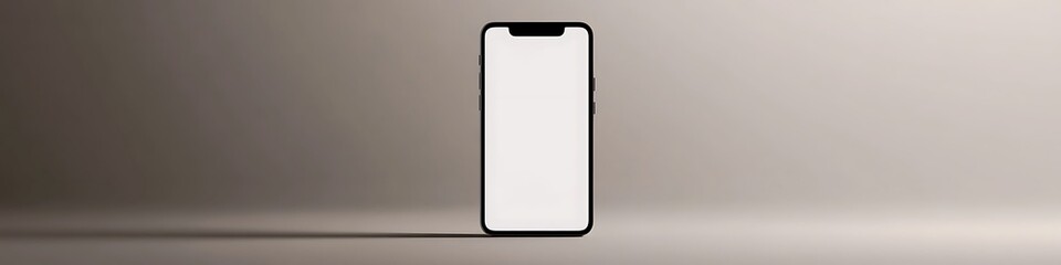 Minimal smartphone front with no content on a solid soft grey background