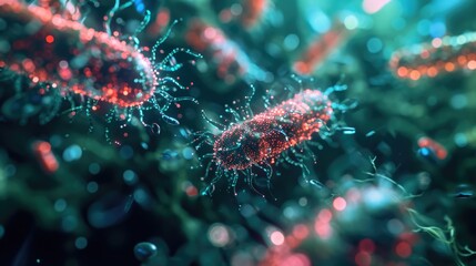 Microscopic Abstract Bacteria Background in Science and Medicine
