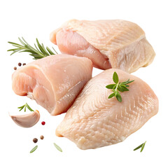 Fresh Chicken Drumsticks and Breast Pieces with Herbs and Spices