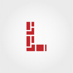 Brick layer blended with initial letter L business logo design