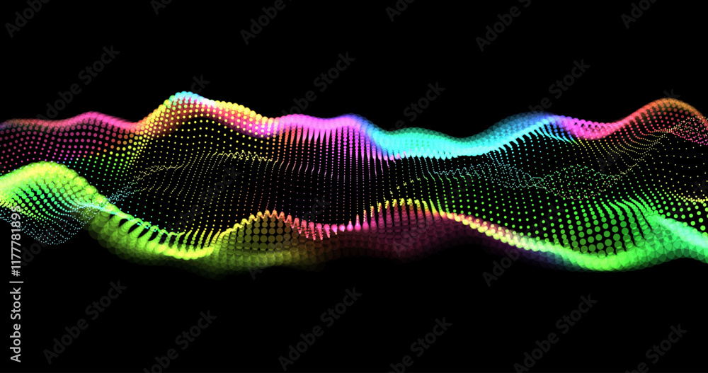 Poster wave pattern vector. 3d glowing abstract digital particles background. technology concept. abstract 