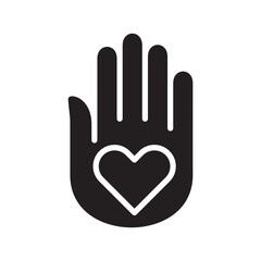 Donation and charity flat solid icon.  Icon for symbol of philanthropy, help, giving, humanity.